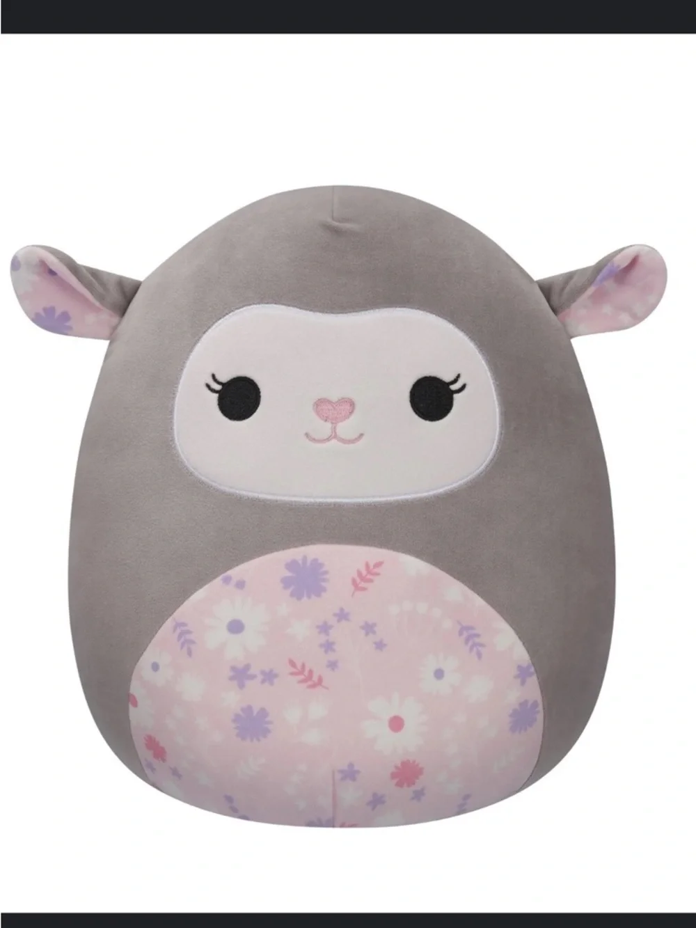 Squishmallows Original 12-Inch Elea Grey Lamb with Pink Floral Belly - Picture 3 of 3